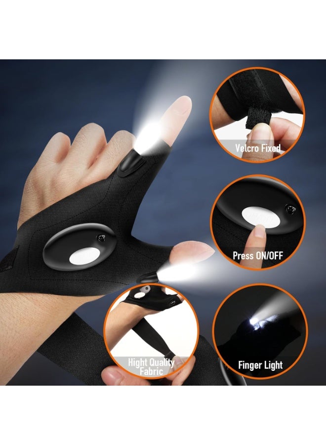 جلوفلايت قفازات مزودة بمصباح LED، قفازات صيد LED، قفازات بدون أصابع، قفازات عمل بإضاءة للأماكن المظلمة، مثالية للصيد والتخييم والمشي لمسافات طويلة، هدية رائعة للرجال والنساء، قفازات بدون أصابع مزودة بإضاءة (قطعة واحدة - لليد اليسرى) - Image 3